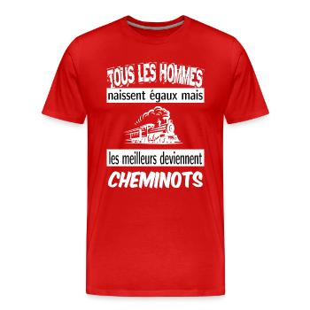 les meilleurs deviennent cheminots - T-shirt bio Premium Homme - rouge - Devant - Damien (186cm)