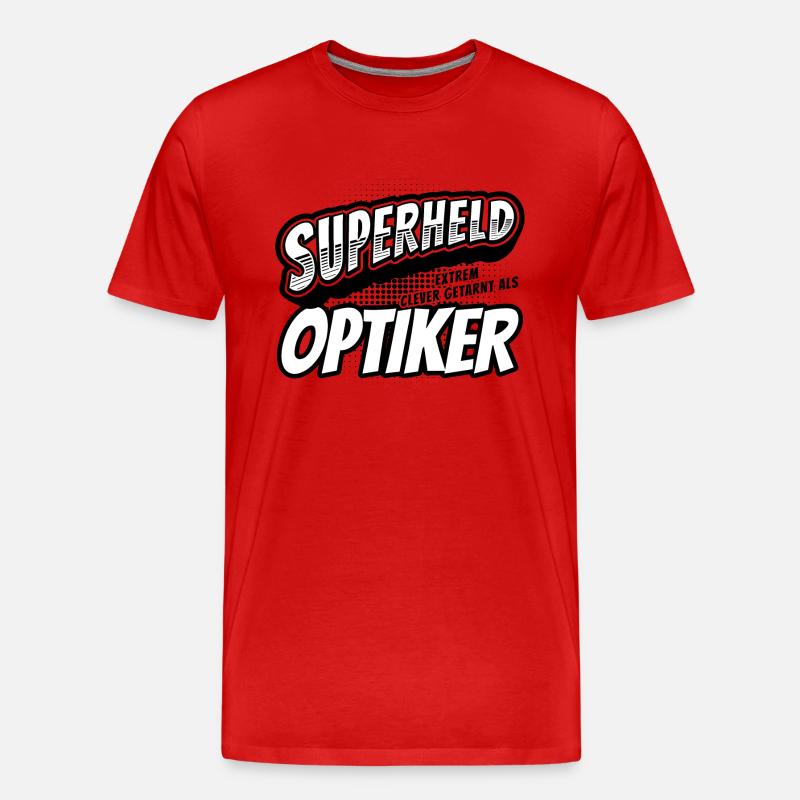 Superheld, clever getarnt als Optiker - Männer Premium Bio T-Shirt - Rot