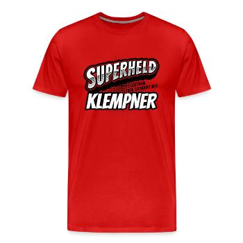 Superheld, clever getarnt als Klempner - Männer Premium Bio T-Shirt - Rot - Vorne - Damien (186cm)