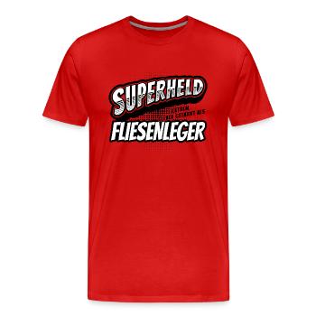 Superheld, clever getarnt als Fliesenleger - Männer Premium Bio T-Shirt - Rot - Vorne - Damien (186cm)