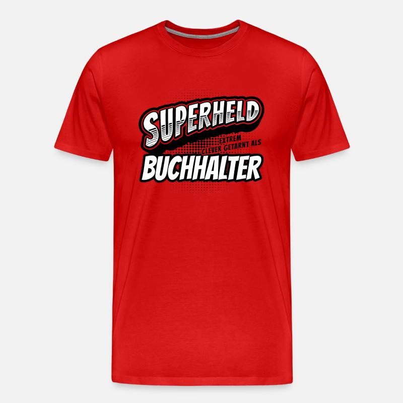 Superheld, clever getarnt als Buchhalter - Männer Premium Bio T-Shirt - Rot