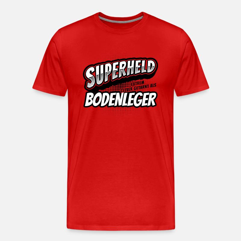 Superheld, clever getarnt als Bodenleger - Männer Premium Bio T-Shirt - Rot