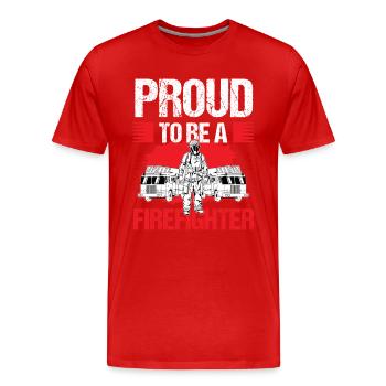 Fier d'être un cadeau d'anniversaire de pompier - T-shirt bio Premium Homme - rouge - Devant - Damien (186cm)