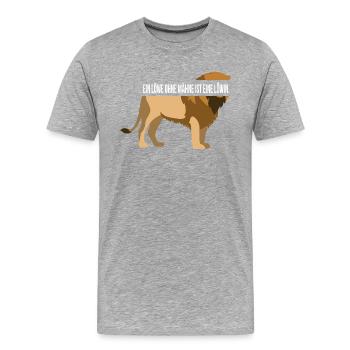 Löwe mit Bart weiß - Männer Premium Bio T-Shirt - Grau meliert - Vorne - Damien (186cm)