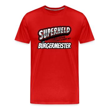 Superheld, clever getarnt als Bürgermeister - Männer Premium Bio T-Shirt - Rot - Vorne - Damien (186cm)