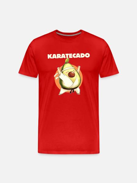 Karatecado - Avocado Design - Men's Premium Organic T-Shirt - red