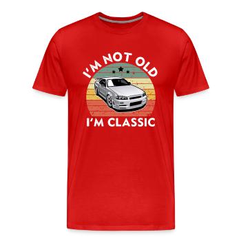 Je ne suis pas vieux, je suis classique - Coucher de soleil rétro vintage - T-shirt bio Premium Homme - rouge - Devant - Damien (186cm)