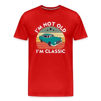 Je ne suis pas vieux, je suis classique - Coucher de soleil rétro vintage - T-shirt bio Premium Homme - rouge - Devant - Damien (186cm)