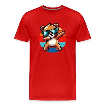 Dabbing Bär Vintage Sunset - Männer Premium Bio T-Shirt - Rot - Vorne - Damien (186cm)