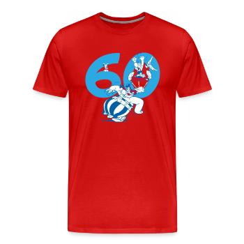 Asterix & Obelix Motif Du 60e Anniversaire - T-shirt bio Premium Homme - rouge - Devant - Damien (186cm)