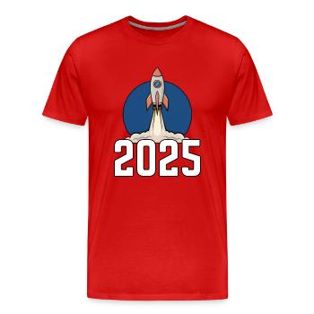 Cartoon Rocket 2025 - Men's Premium Organic T-Shirt - red - Front - Damien (186cm)