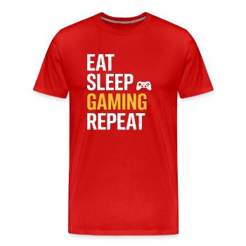 Manger dormir jeu répéter - T-shirt bio Premium Homme - rouge - Devant - Damien (186cm)