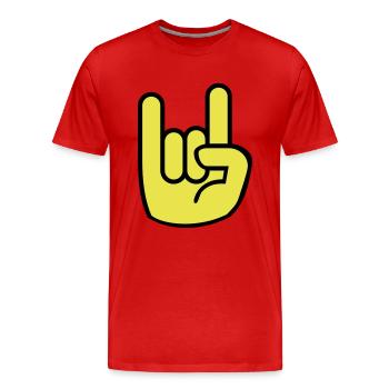 Heavy Metal Hand - Männer Premium Bio T-Shirt - Rot - Vorne - Damien (186cm)