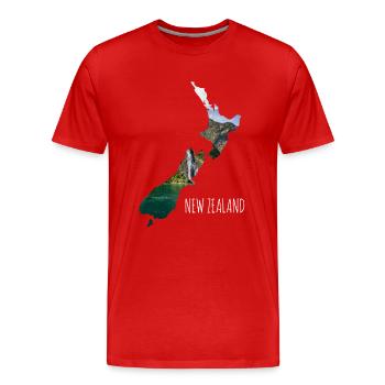 Nouvelle-Zélande avec carte Milford Scene son - T-shirt bio Premium Homme - rouge - Devant - Damien (186cm)