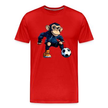 Fussball Schimpanse - Männer Premium Bio T-Shirt - Rot - Vorne - Damien (186cm)