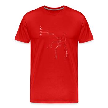 Leiterbahnen in weiß - Männer Premium Bio T-Shirt - Rot - Vorne - Damien (186cm)