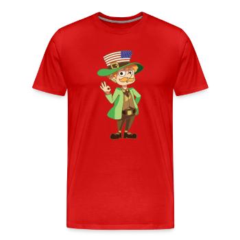 Kobold Fabelwesen Leprechaun Flagge USA Geschenk - Männer Premium Bio T-Shirt - Rot - Vorne - Damien (186cm)