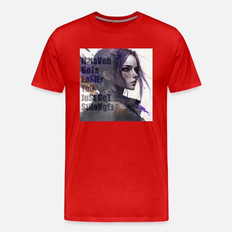 It never gets easier you just get stronger - Männer Premium Bio T-Shirt - Rot