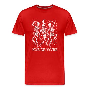 Joie De Vivre Dancing Skeletons Halloween French - Men's Premium Organic T-Shirt - red - Front - Damien (186cm)