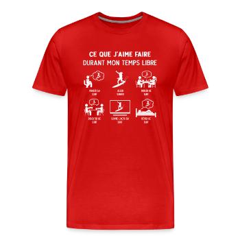 Surfeur Surf Humour Temps Libre - T-shirt bio Premium Homme - rouge - Devant - Damien (186cm)