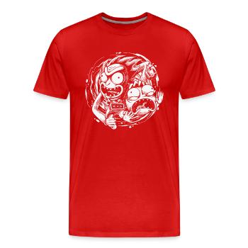 Rick Et Morty Voyages Interdimensionnels - T-shirt bio Premium Homme - rouge - Devant - Damien (186cm)