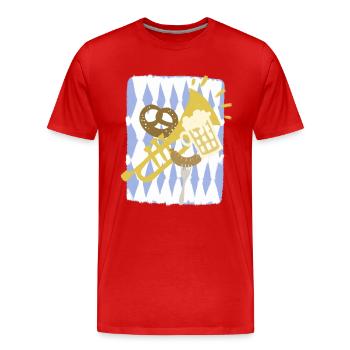 Illustration du Volksfest du parti du drapeau de Bavière - T-shirt bio Premium Homme - rouge - Devant - Damien (186cm)