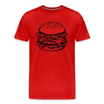 Burgers - Restauration rapide - Délicieux - T-shirt bio Premium Homme - rouge - Devant - Damien (186cm)