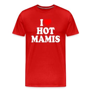 I love hot mamis - T-shirt bio Premium Homme - rouge - Devant - Damien (186cm)