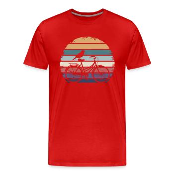 Vintage Retro Cyclisme Oiseau Vélo Cyclisme - T-shirt bio Premium Homme - rouge - Devant - Damien (186cm)