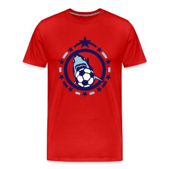 foot soccer requin shark hai logo sport - T-shirt bio Premium Homme - rouge - Devant - Damien (186cm)