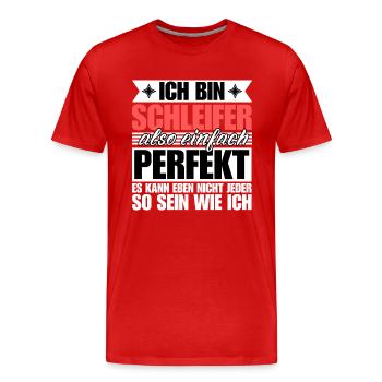 Perfekter Schleifer - Männer Premium Bio T-Shirt - Rot - Vorne - Damien (186cm)
