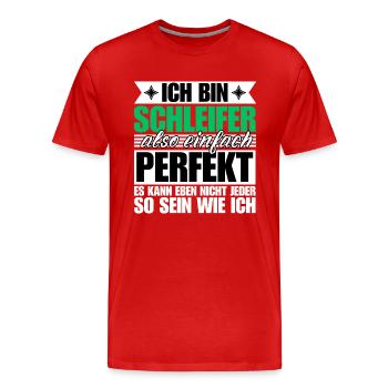 Perfekter Schleifer - Männer Premium Bio T-Shirt - Rot - Vorne - Damien (186cm)