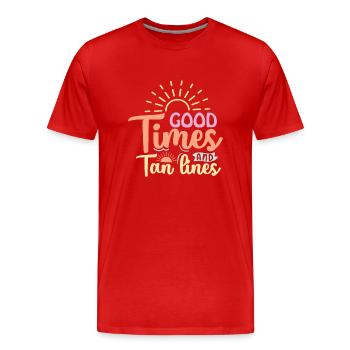 Good Times and Tan Lines - Men's Premium Organic T-Shirt - red - Front - Damien (186cm)