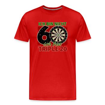 Ich bin nicht 60 ich bin Triple 20 Geburtstag Dart - Männer Premium Bio T-Shirt - Rot - Vorne - Damien (186cm)