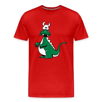 Drachen witzig - Männer Premium Bio T-Shirt - Rot - Vorne - Damien (186cm)