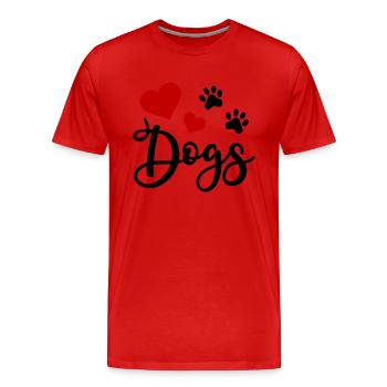 Chien Patte Patte Patte Chien J’aime Chiens Coeur - T-shirt bio Premium Homme - rouge - Devant - Damien (186cm)