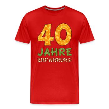 40 Jahre Erfahrung - bunt - Männer Premium Bio T-Shirt - Rot - Vorne - Damien (186cm)