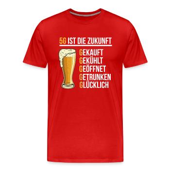 Bier lustig - Männer Premium Bio T-Shirt - Rot - Vorne - Damien (186cm)