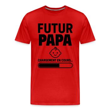 Annonce grossesse Futur papa Bientôt père - T-shirt bio Premium Homme - rouge - Devant - Damien (186cm)