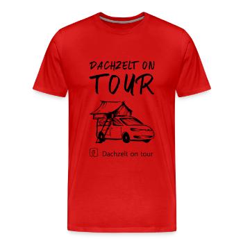 Dachzelt on tour - Motiv 1 - Männer Premium Bio T-Shirt - Rot - Vorne - Damien (186cm)