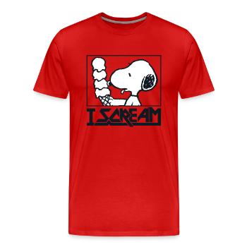 Peanuts Snoopy I Scream Icecream Eiscreme Witzig - Männer Premium Bio T-Shirt - Rot - Vorne - Damien (186cm)