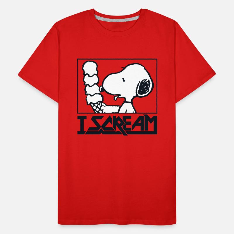 Peanuts Snoopy I Scream Icecream Eiscreme Witzig Männer Premium Bio T-Shirt