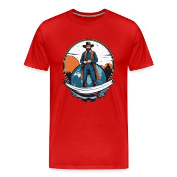 Amish Man - Men's Premium Organic T-Shirt - red - Front - Damien (186cm)