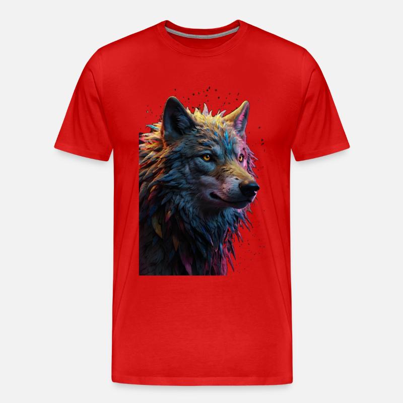 Wolf Wolfskopf Raubtier Geschenk - Männer Premium Bio T-Shirt - Rot