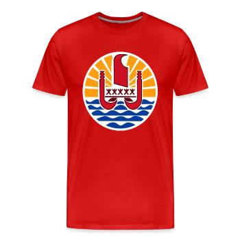 Armoiries nationales de la Polynésie française - T-shirt bio Premium Homme - rouge - Devant - Damien (186cm)
