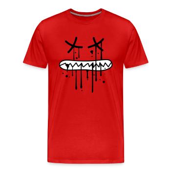visage mordant les dents croquant mort mort graffiti - T-shirt bio Premium Homme - rouge - Devant - Damien (186cm)