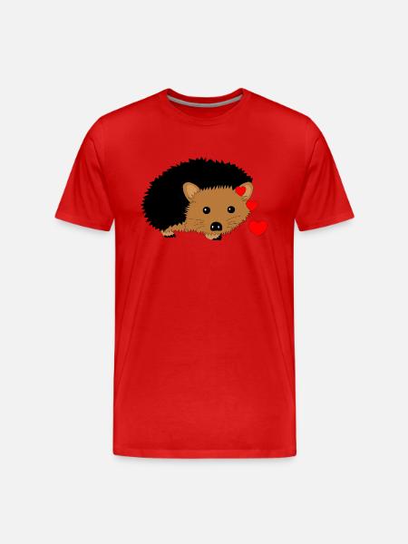 Hérisson Saint-Valentin - T-shirt bio Premium Homme - rouge