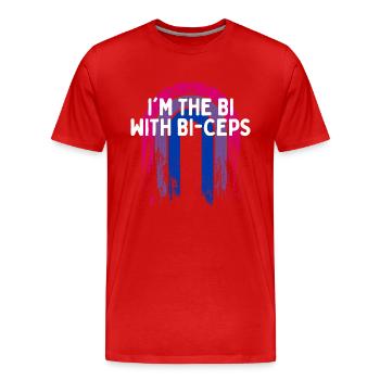Je suis le Bi avec Bi-Ceps Bisexuel LGBTQ Bi Pride - T-shirt bio Premium Homme - rouge - Devant - Damien (186cm)