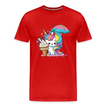 Einhorn-Feenstaub - Lassen Sie sich verzaubern - Männer Premium Bio T-Shirt - Rot - Vorne - Damien (186cm)