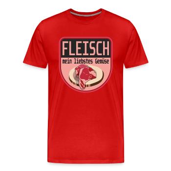 Fleisch mein liebstes Gemüse - Männer Premium Bio T-Shirt - Rot - Vorne - Damien (186cm)